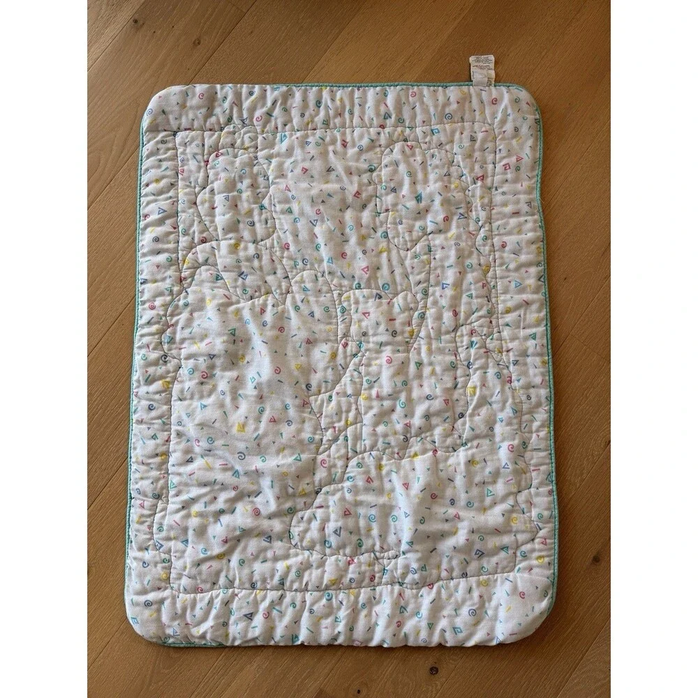 Vtg Gerber Baby Crib Quilted Comforter Pastel Mom & Baby Zoo Animals USA HTF